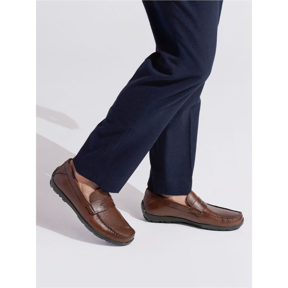 Samuel Hubbard Men’s Free Spirit Brown Leather Memory Foam Driver Loafers Sz 12M